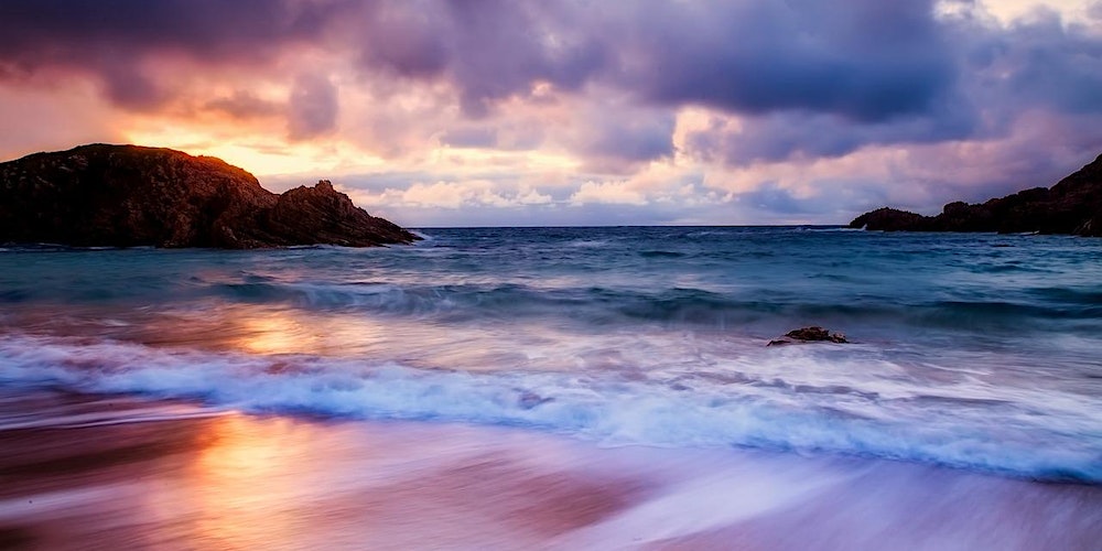 A beach at twilight